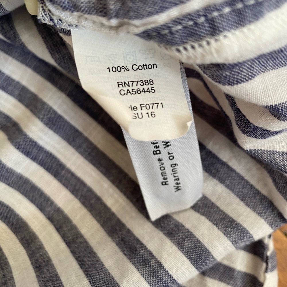 Madewell Striped Lace Up Blouse Womens Small Blue White Cotton Lightweight Top - Picture 6 of 11